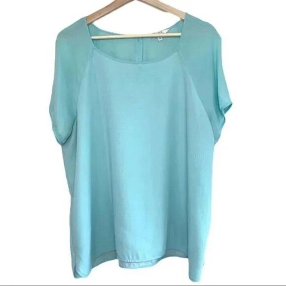 Alfred Sung Round Neck short sleeve mint green Chiffon Top  Sz XS - Picture 1 of 4